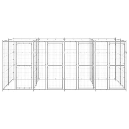 Hondenkennel 9,68 m² gegalvaniseerd staal 440 x 220 x 180 cm Zilver Nee
