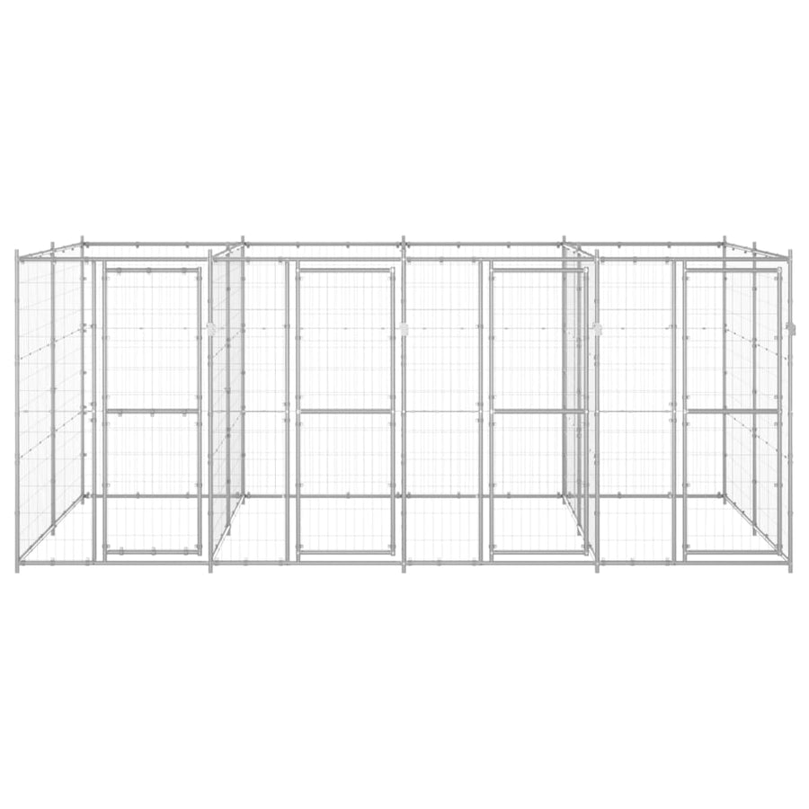 Hondenkennel 9,68 m² gegalvaniseerd staal 440 x 220 x 180 cm Zilver Nee
