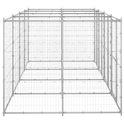 Hondenkennel 9,68 m² gegalvaniseerd staal 440 x 220 x 180 cm Zilver Nee