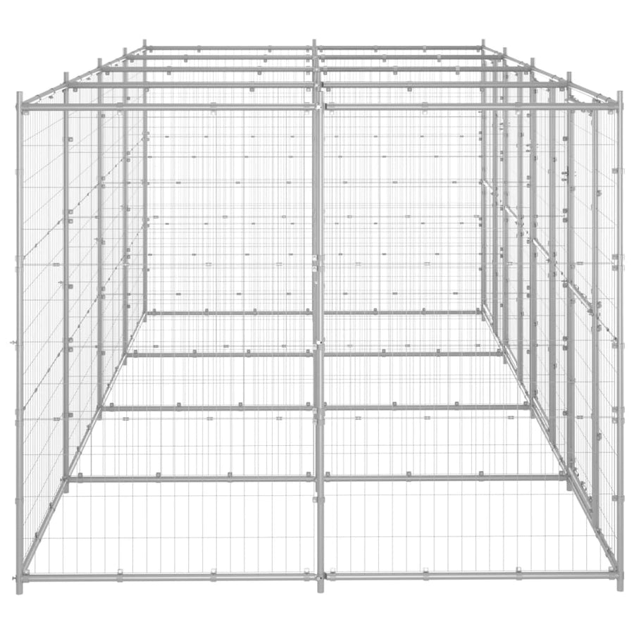 Hondenkennel 9,68 m² gegalvaniseerd staal 440 x 220 x 180 cm Zilver Nee