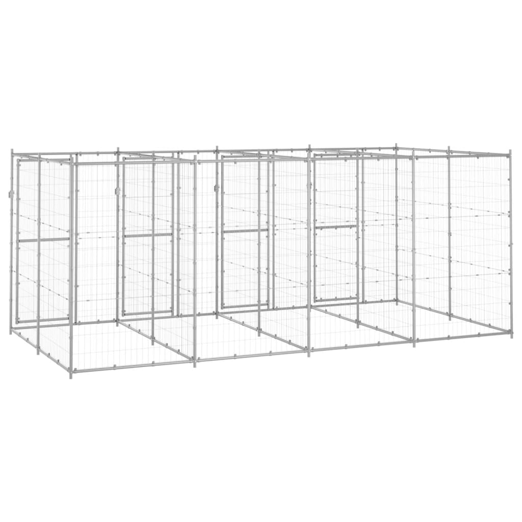 Hondenkennel 9,68 m² gegalvaniseerd staal 440 x 220 x 180 cm Zilver Nee