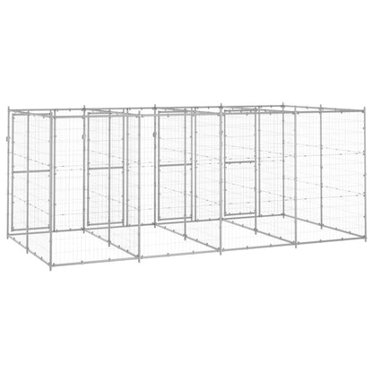 Hondenkennel 9,68 m² gegalvaniseerd staal 440 x 220 x 180 cm Zilver Nee