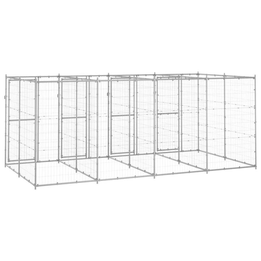 Hondenkennel 9,68 m² gegalvaniseerd staal 440 x 220 x 180 cm Zilver Nee