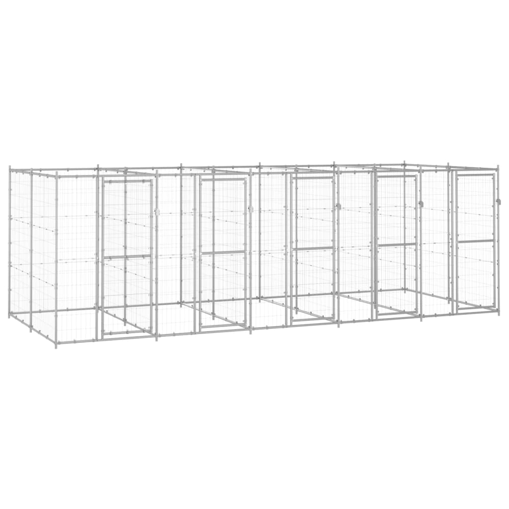 Hondenkennel 12,1 m² gegalvaniseerd staal 550 x 220 x 180 cm Zilver Nee