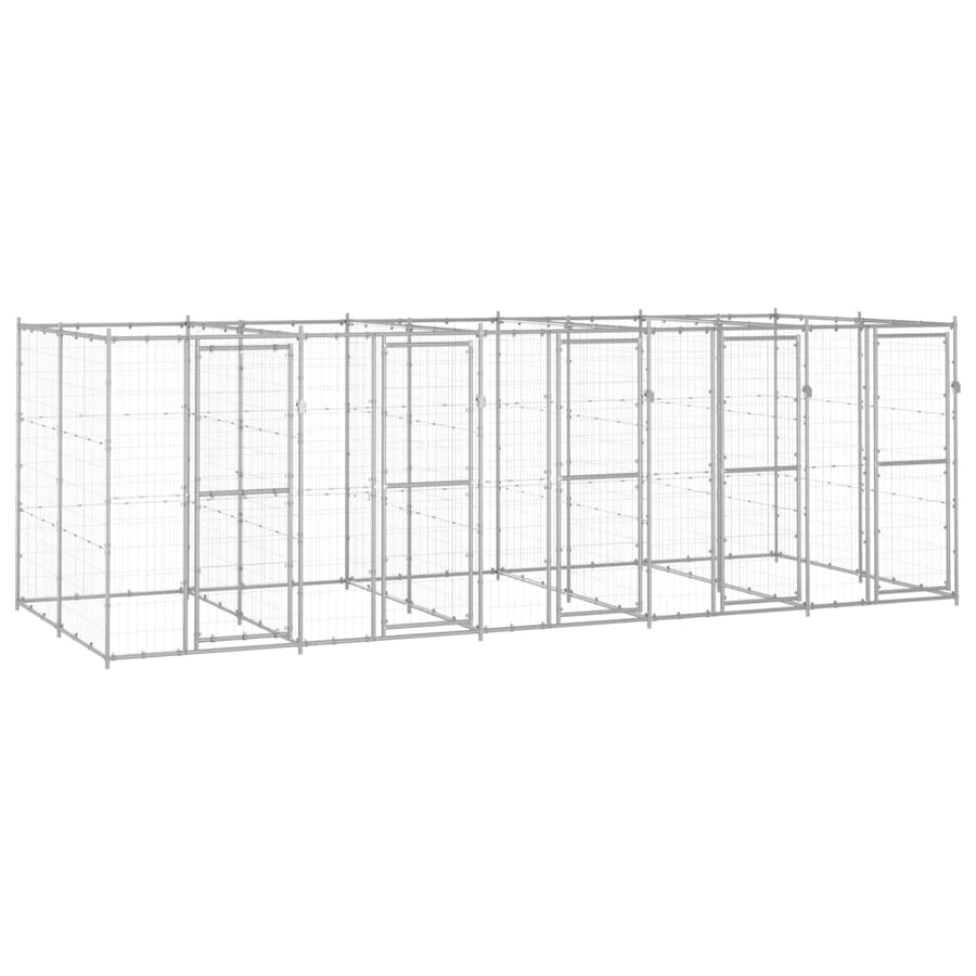 Hondenkennel 12,1 m² gegalvaniseerd staal 550 x 220 x 180 cm Zilver Nee
