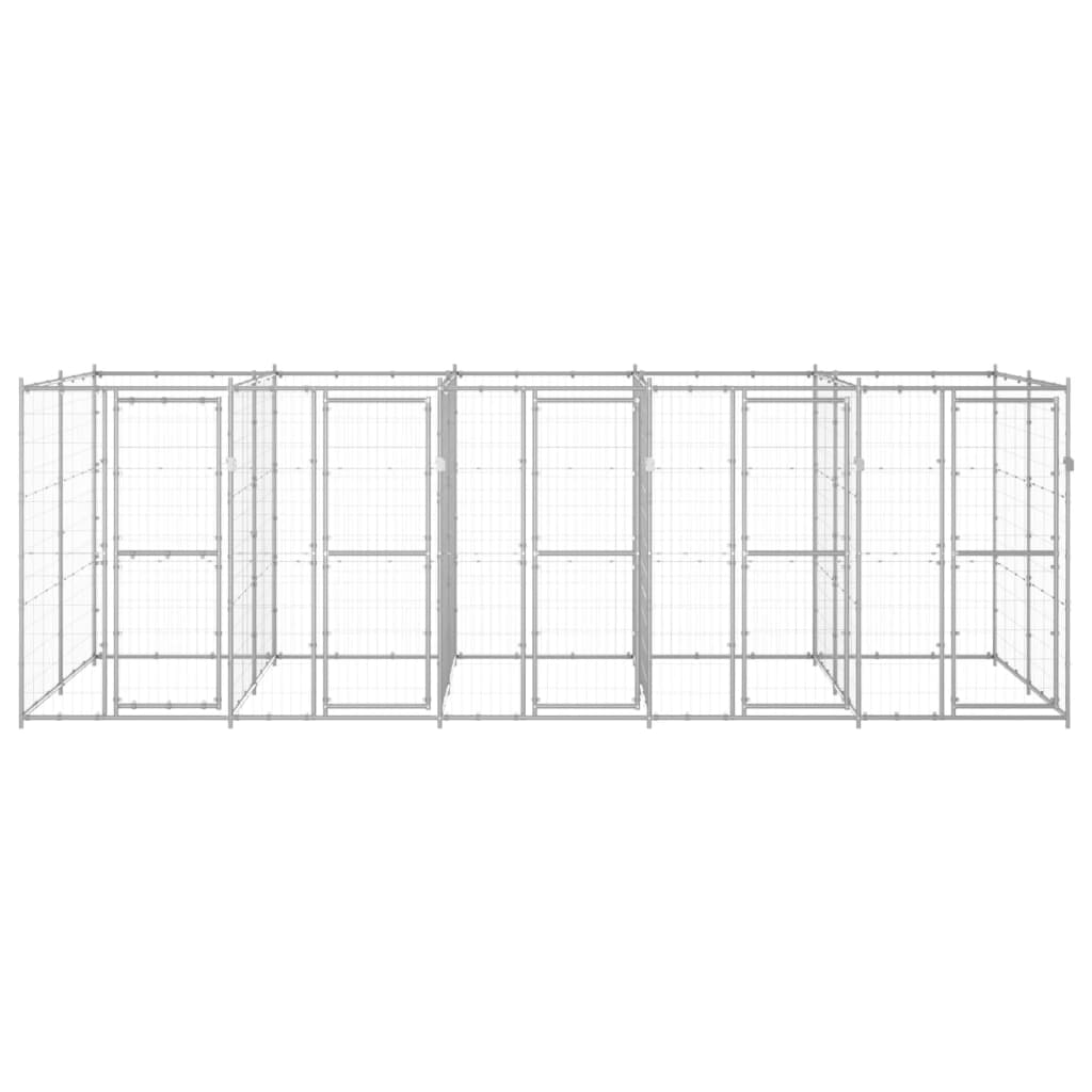 Hondenkennel 12,1 m² gegalvaniseerd staal 550 x 220 x 180 cm Zilver Nee
