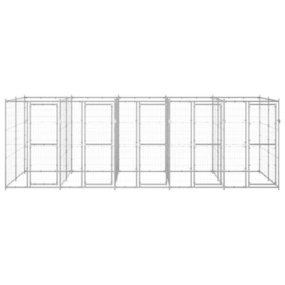 Hondenkennel 12,1 m² gegalvaniseerd staal 550 x 220 x 180 cm Zilver Nee