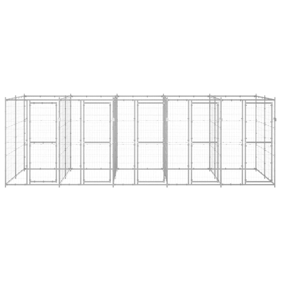 Hondenkennel 12,1 m² gegalvaniseerd staal 550 x 220 x 180 cm Zilver Nee