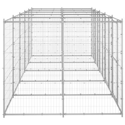 Hondenkennel 12,1 m² gegalvaniseerd staal 550 x 220 x 180 cm Zilver Nee