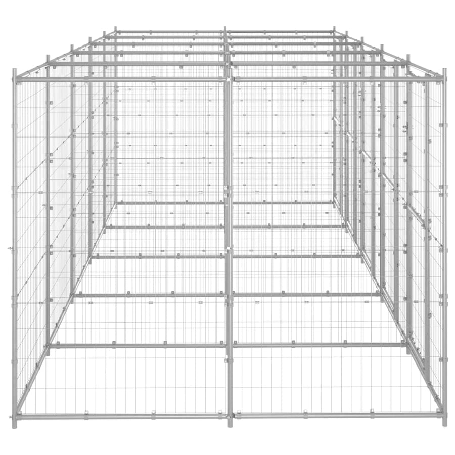 Hondenkennel 12,1 m² gegalvaniseerd staal 550 x 220 x 180 cm Zilver Nee