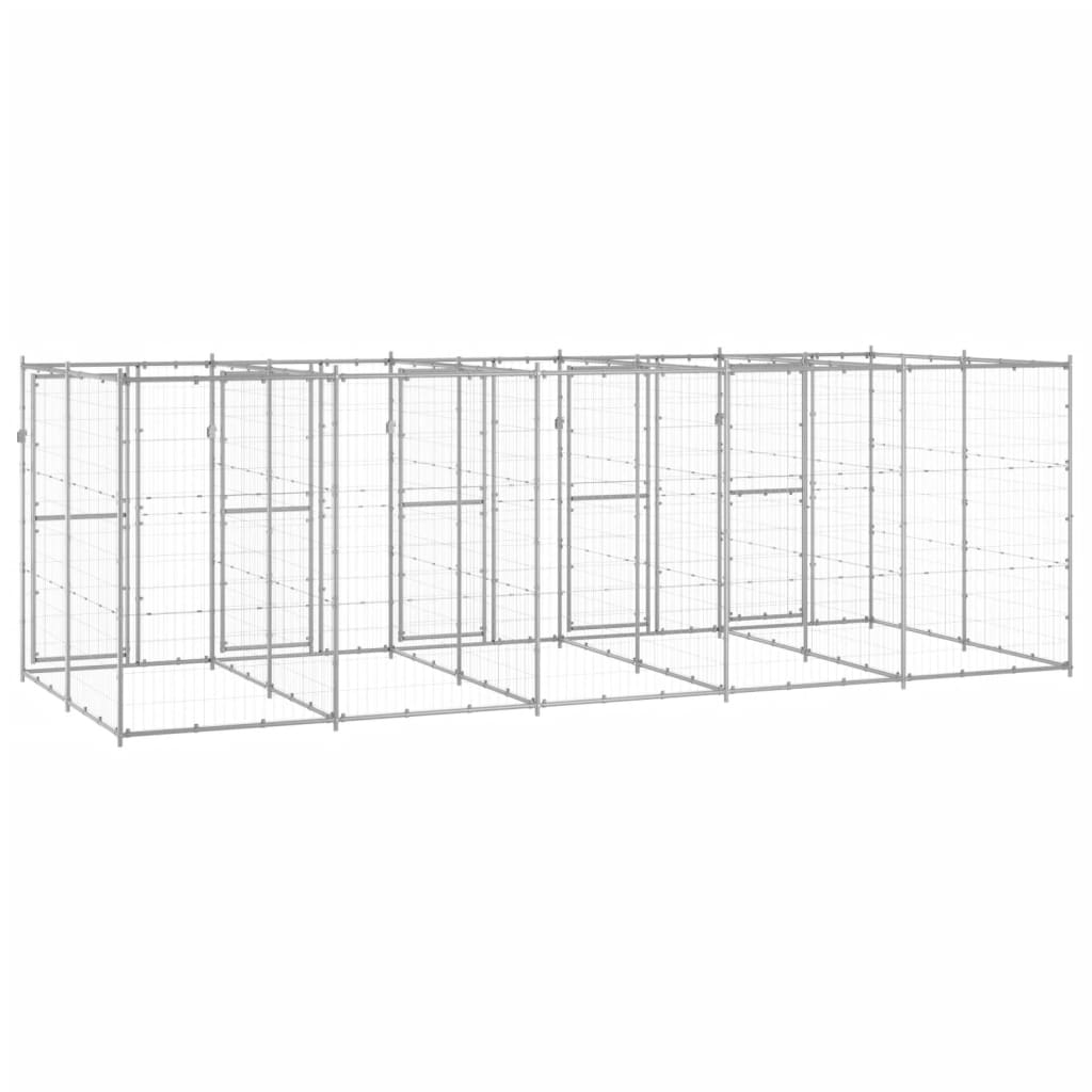Hondenkennel 12,1 m² gegalvaniseerd staal 550 x 220 x 180 cm Zilver Nee