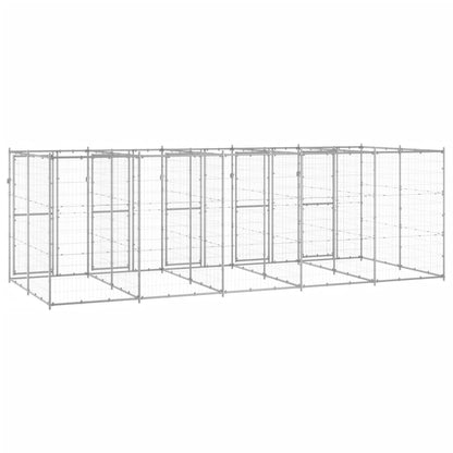 Hondenkennel 12,1 m² gegalvaniseerd staal 550 x 220 x 180 cm Zilver Nee