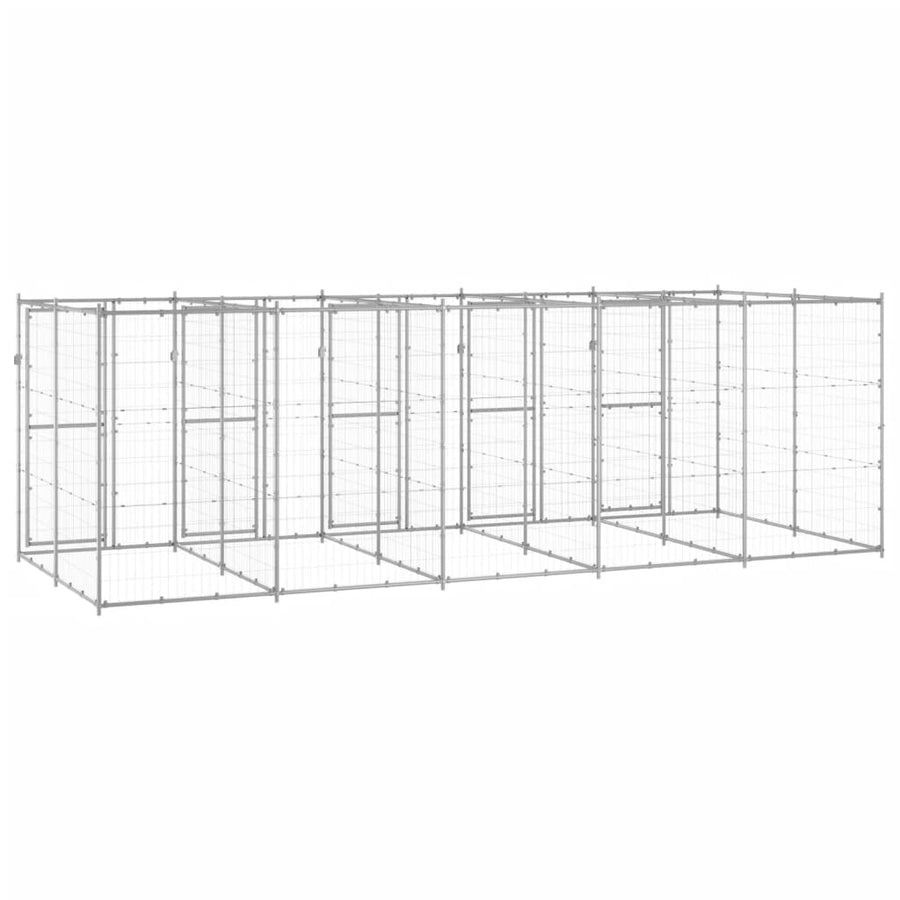 Hondenkennel 12,1 m² gegalvaniseerd staal 550 x 220 x 180 cm Zilver Nee