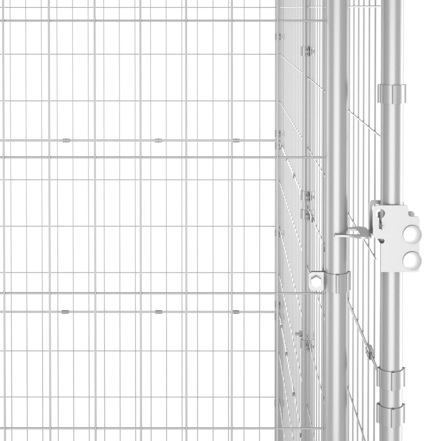 Hondenkennel 12,1 m² gegalvaniseerd staal 550 x 220 x 180 cm Zilver Nee