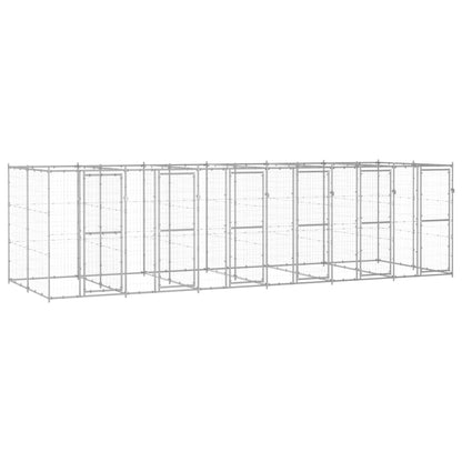 Hondenkennel 14,52 m² gegalvaniseerd staal 660 x 220 x 180 cm Zilver Nee