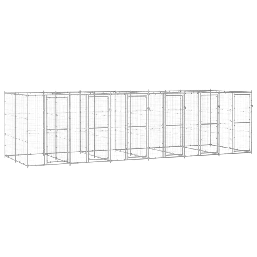 Hondenkennel 14,52 m² gegalvaniseerd staal 660 x 220 x 180 cm Zilver Nee