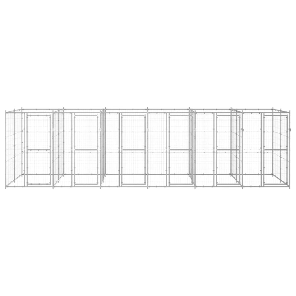 Hondenkennel 14,52 m² gegalvaniseerd staal 660 x 220 x 180 cm Zilver Nee