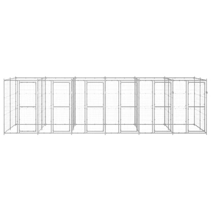 Hondenkennel 14,52 m² gegalvaniseerd staal 660 x 220 x 180 cm Zilver Nee
