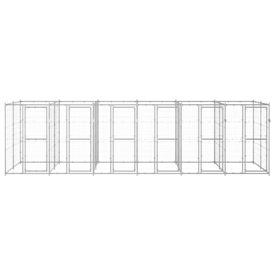 Hondenkennel 14,52 m² gegalvaniseerd staal 660 x 220 x 180 cm Zilver Nee