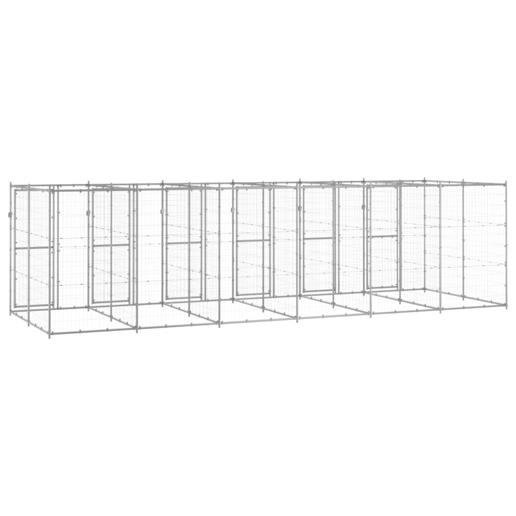 Hondenkennel 14,52 m² gegalvaniseerd staal 660 x 220 x 180 cm Zilver Nee