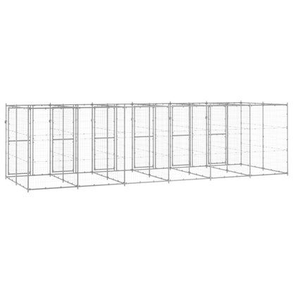 Hondenkennel 14,52 m² gegalvaniseerd staal 660 x 220 x 180 cm Zilver Nee