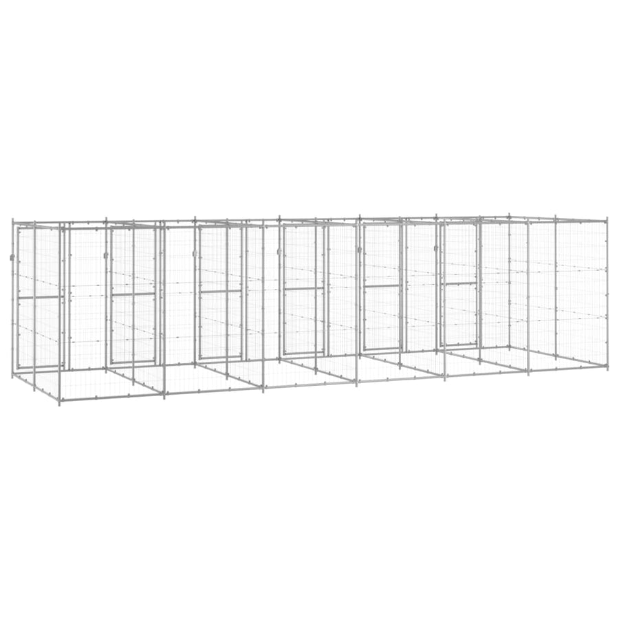 Hondenkennel 14,52 m² gegalvaniseerd staal 660 x 220 x 180 cm Zilver Nee