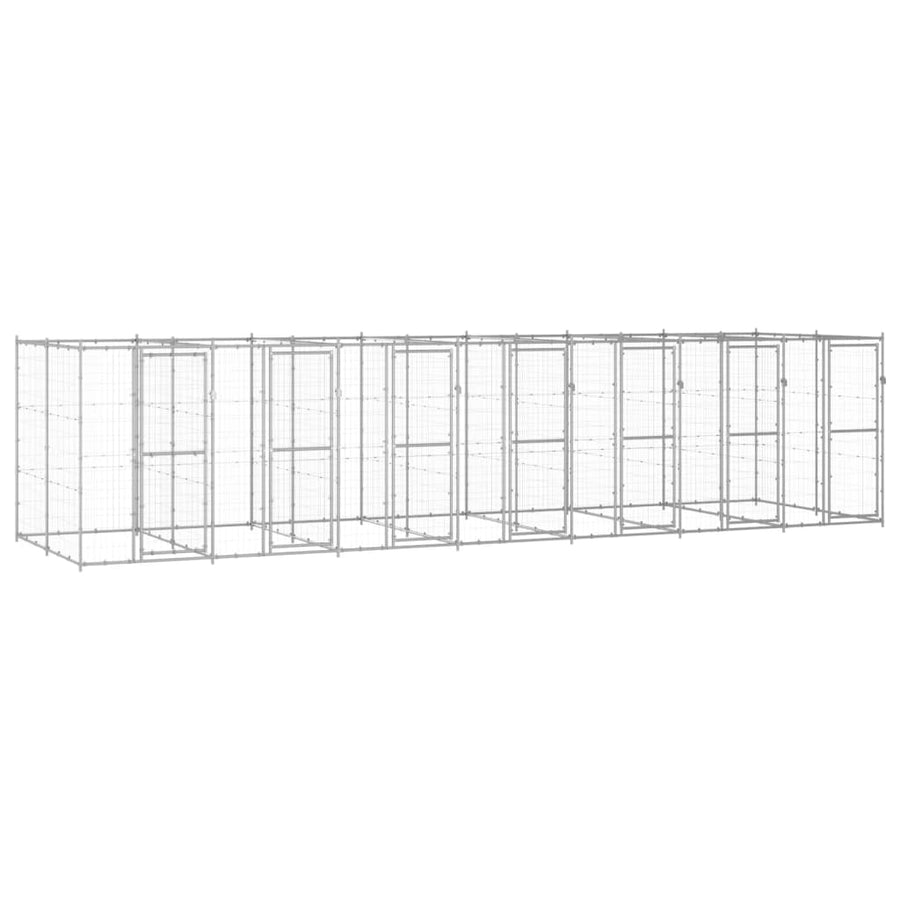 Hondenkennel 16,94 m² gegalvaniseerd staal 770 x 220 x 180 cm Zilver Nee