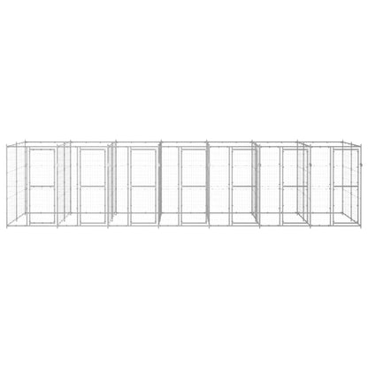 Hondenkennel 16,94 m² gegalvaniseerd staal 770 x 220 x 180 cm Zilver Nee