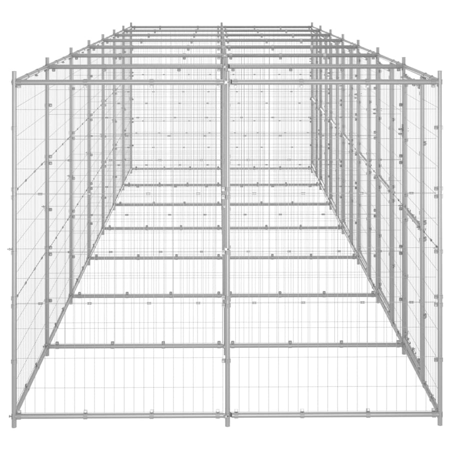 Hondenkennel 16,94 m² gegalvaniseerd staal 770 x 220 x 180 cm Zilver Nee