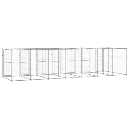 Hondenkennel 16,94 m² gegalvaniseerd staal 770 x 220 x 180 cm Zilver Nee