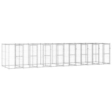 Hondenkennel 19,36 m² gegalvaniseerd staal 880 x 220 x 180 cm Zilver Nee
