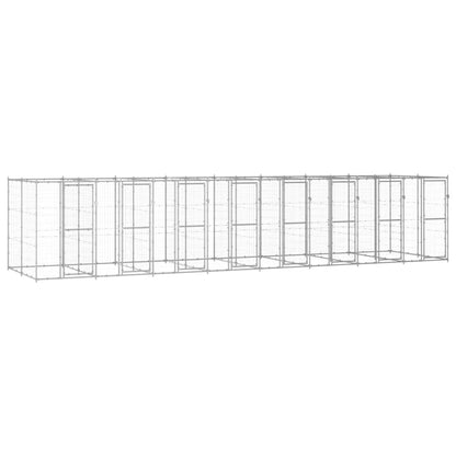 Hondenkennel 19,36 m² gegalvaniseerd staal 880 x 220 x 180 cm Zilver Nee