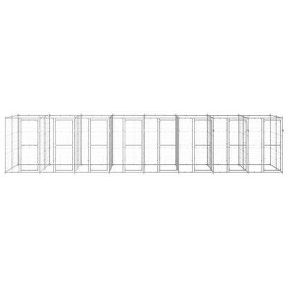 Hondenkennel 19,36 m² gegalvaniseerd staal 880 x 220 x 180 cm Zilver Nee