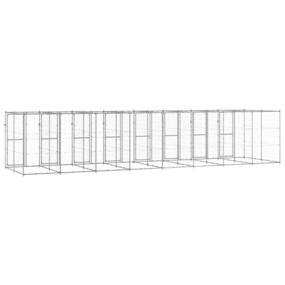 Hondenkennel 19,36 m² gegalvaniseerd staal 880 x 220 x 180 cm Zilver Nee
