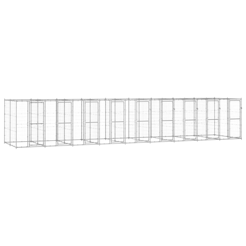 Hondenkennel 21,78 m² gegalvaniseerd staal 990 x 220 x 180 cm Zilver Nee