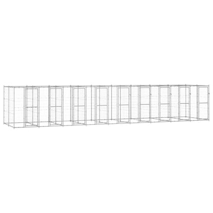 Hondenkennel 21,78 m² gegalvaniseerd staal 990 x 220 x 180 cm Zilver Nee