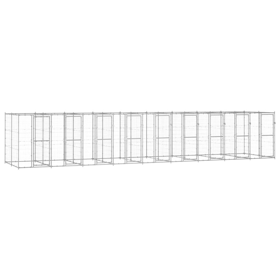 Hondenkennel 21,78 m² gegalvaniseerd staal 990 x 220 x 180 cm Zilver Nee