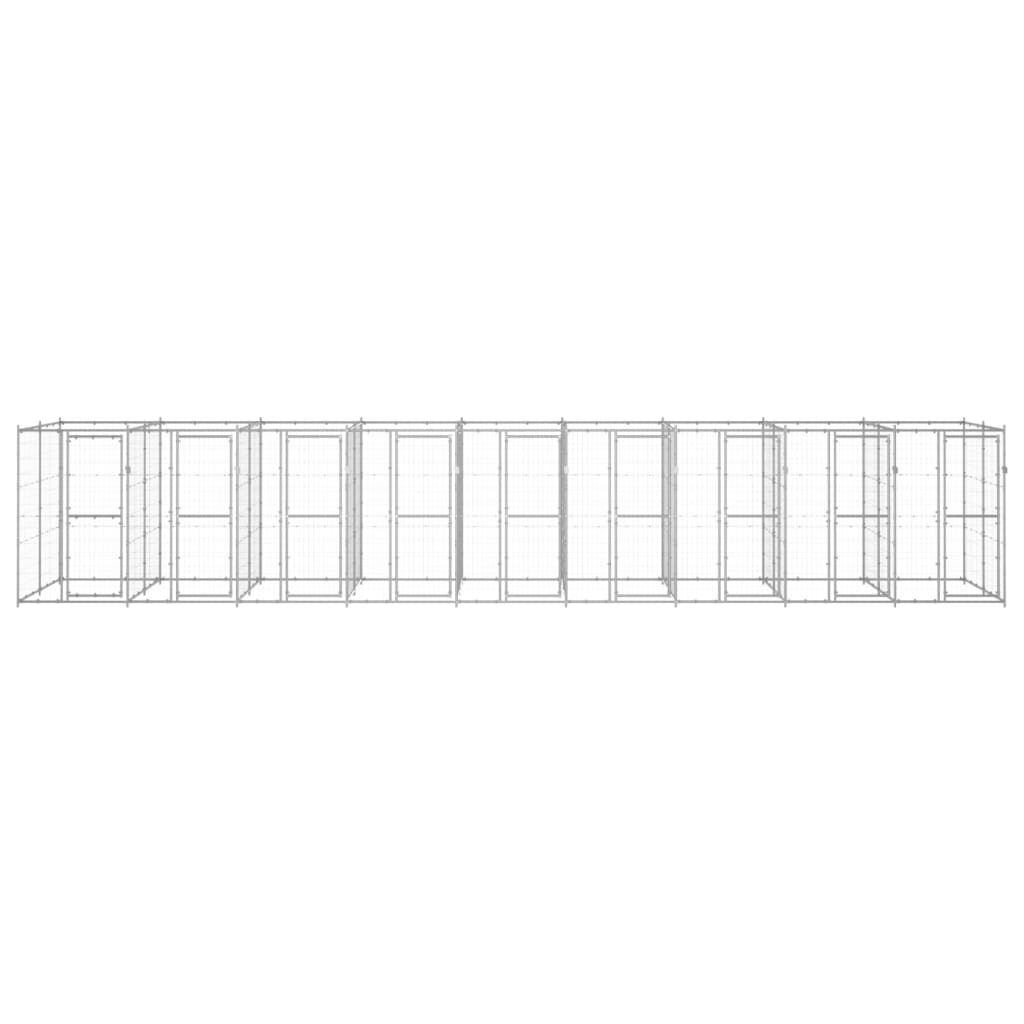Hondenkennel 21,78 m² gegalvaniseerd staal 990 x 220 x 180 cm Zilver Nee