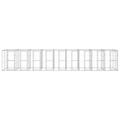 Hondenkennel 21,78 m² gegalvaniseerd staal 990 x 220 x 180 cm Zilver Nee