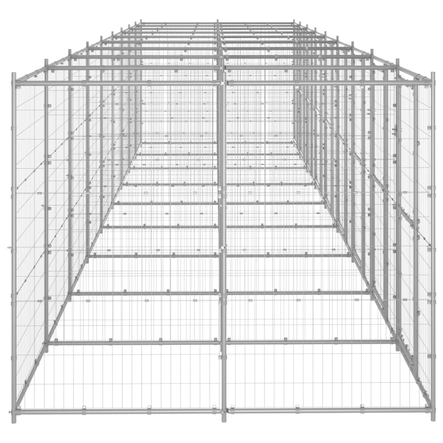 Hondenkennel 21,78 m² gegalvaniseerd staal 990 x 220 x 180 cm Zilver Nee