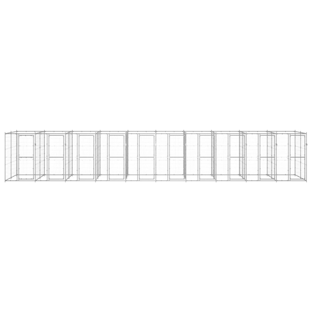 Hondenkennel 24,2 m² gegalvaniseerd staal 1100 x 220 x 180 cm Zilver Nee
