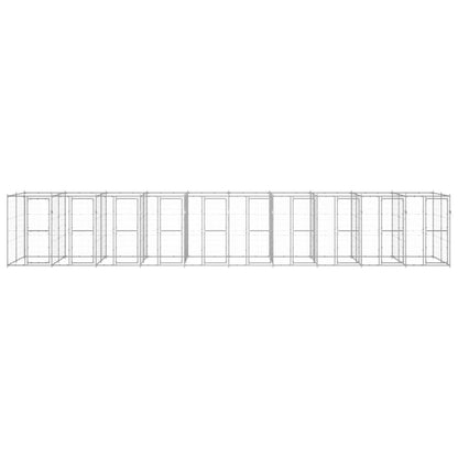 Hondenkennel 24,2 m² gegalvaniseerd staal 1100 x 220 x 180 cm Zilver Nee