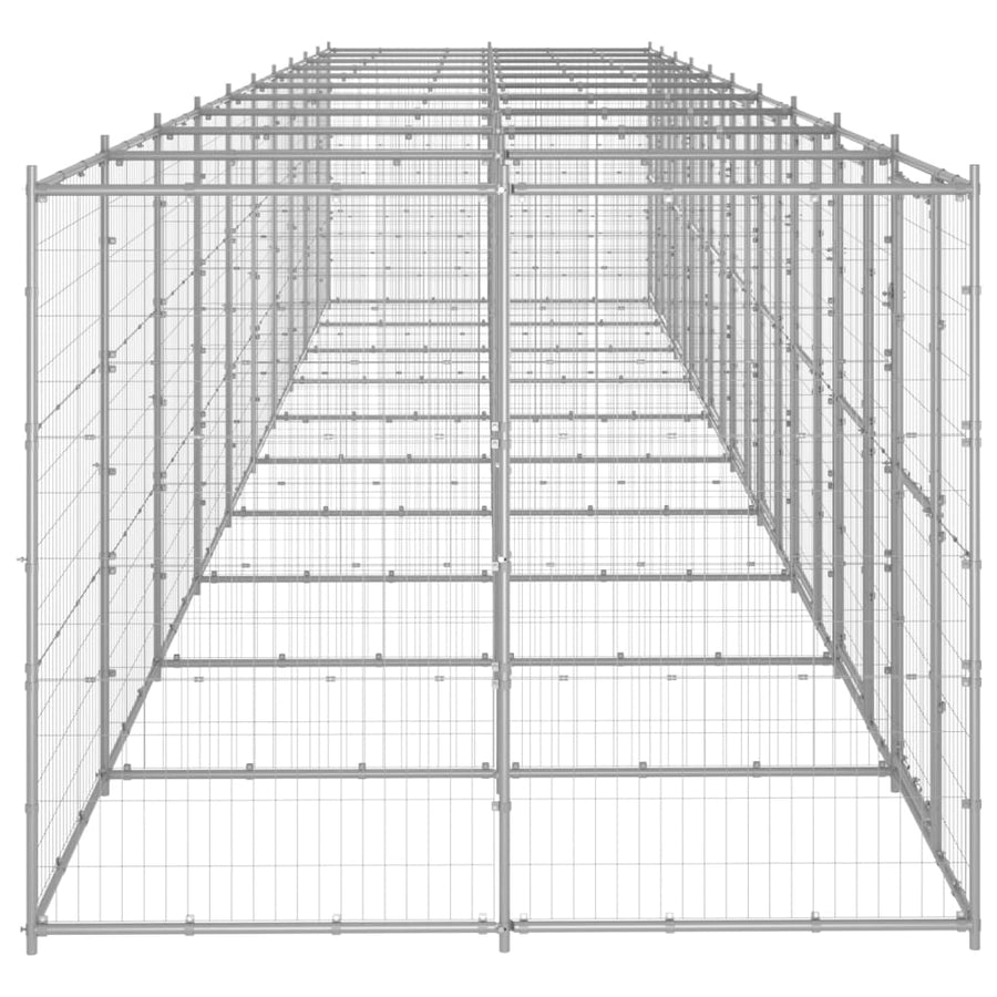 Hondenkennel 24,2 m² gegalvaniseerd staal 1100 x 220 x 180 cm Zilver Nee