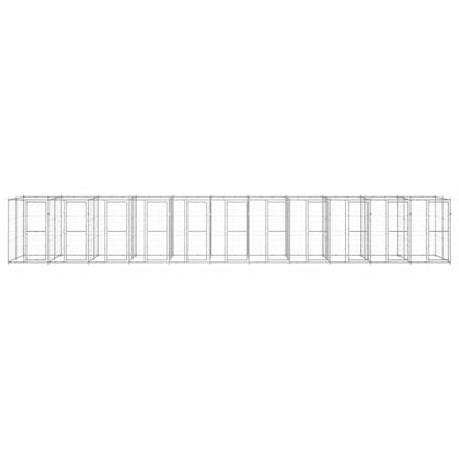 Hondenkennel 26,62 m² gegalvaniseerd staal 1210 x 220 x 180 cm Zilver Nee