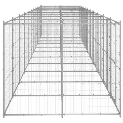 Hondenkennel 26,62 m² gegalvaniseerd staal 1210 x 220 x 180 cm Zilver Nee