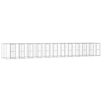 Hondenkennel 29,04 m² gegalvaniseerd staal 1320 x 220 x 180 cm Zilver Nee