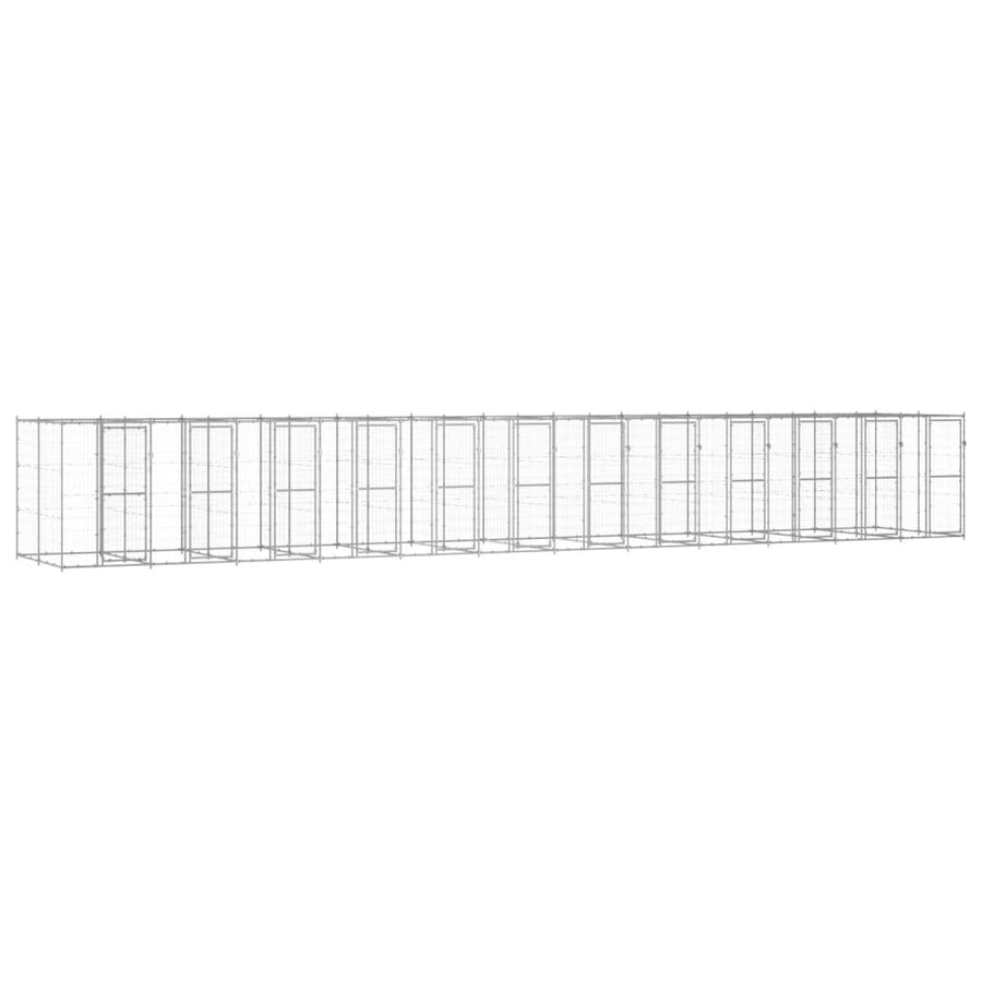 Hondenkennel 29,04 m² gegalvaniseerd staal 1320 x 220 x 180 cm Zilver Nee