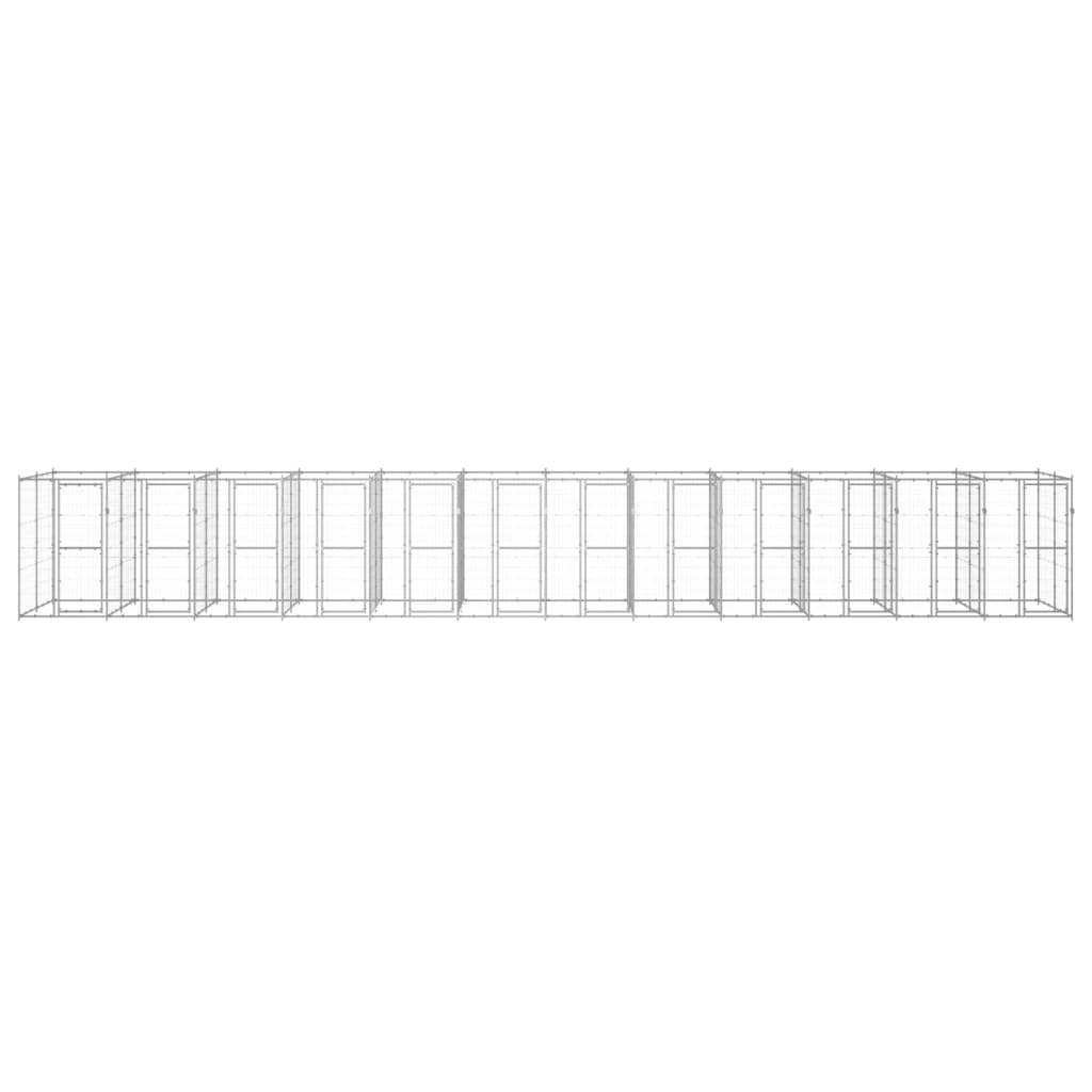 Hondenkennel 29,04 m² gegalvaniseerd staal 1320 x 220 x 180 cm Zilver Nee