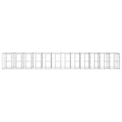 Hondenkennel 29,04 m² gegalvaniseerd staal 1320 x 220 x 180 cm Zilver Nee