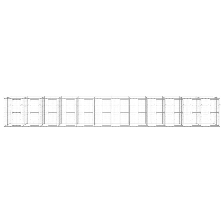 Hondenkennel 29,04 m² gegalvaniseerd staal 1320 x 220 x 180 cm Zilver Nee